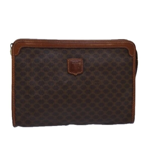 CELINE Macadam Canvas Clutch Bag PVC Brown - Picture 1 of 16